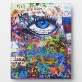 青い落書きの悪い目 フォトプラーク (正面)