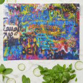 青い落書きの悪のまなざし キッチンタオル (折り畳み)