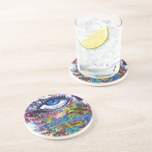 青い落書きの悪のまなざし コースター (側面)