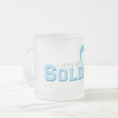 青い落書きハート- I Love My Soldier フロストグラスマグカップ (正面左)