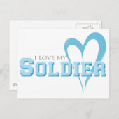 青い落書きハート- I Love My Soldier ポストカード (正面/裏面)