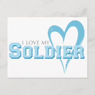 青い落書きハート- I Love My Soldier ポストカード
