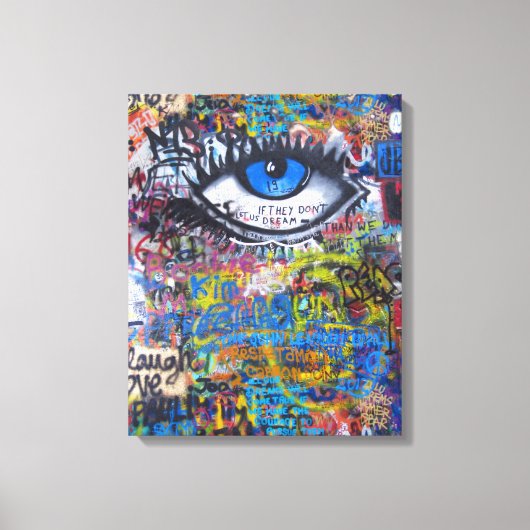 青い落書き悪い目 キャンバスプリント (正面)