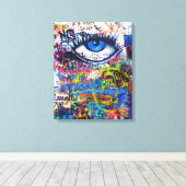 青い落書き悪い目 キャンバスプリント (インサイチュ (ウッドフロア))