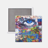 青い落書き悪い目 マグネット (正面/裏面)