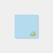 青い葉っぱのボートに乗ったかわいいネズミ ポストイット (正面)