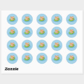 青い葉っぱのボートに乗ったかわいいネズミ ラウンドシール (シート)