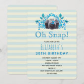 青い葉と蝶のカメラの誕生日 招待状 (正面/裏面)