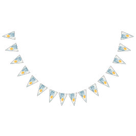 青い葉のついたレモンの植物画 バンティングフラッグ