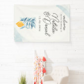 青い葉のついたレモンの植物画 横断幕 (インサイチュ)