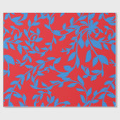 青い葉のつる 赤い植物画 ラッピングペーパー (フラット)