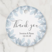 青い葉のカスタマイズ結婚式サークルギフトタグ フェイバータグ (裏面)