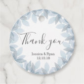 青い葉のカスタマイズ結婚式サークルギフトタグ フェイバータグ (正面)