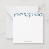 青い葉のパーソナライズされた音 ノートカード (正面)