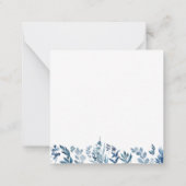 青い葉のパーソナライズされた音 ノートカード (裏面)