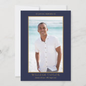 青い葉の写真による人生の祝い 追悼式の案内 招待状 (裏面)