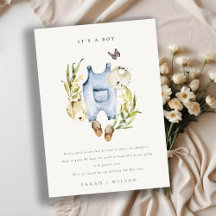 青い葉の服の男の子ベビー発表