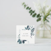 青い葉の熱帯葉シダのギフト証明書 スクエア名刺 (スタンド正面)