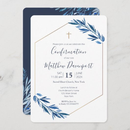 青い葉の確認 招待状 (正面/裏面)