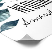 青い葉エレガントがサインに結婚歓迎 ポスター (角)