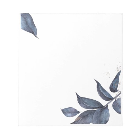 青い葉フレーム ノートパッド (正面)