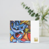 青い葉書x 1 ポストカード (スタンド正面)