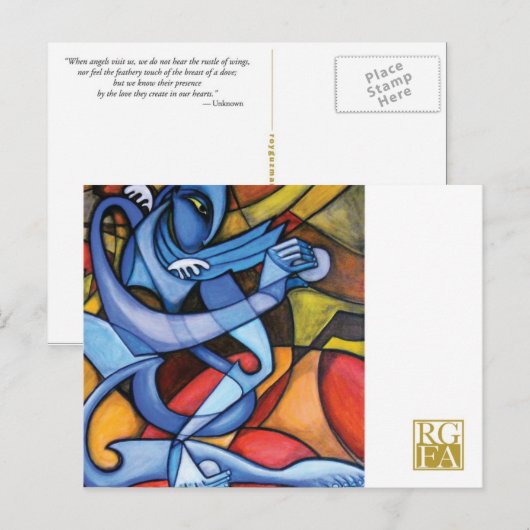 青い葉書x 1 ポストカード (正面/裏面)