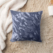 青い葉模様 クッション (ブランケット)