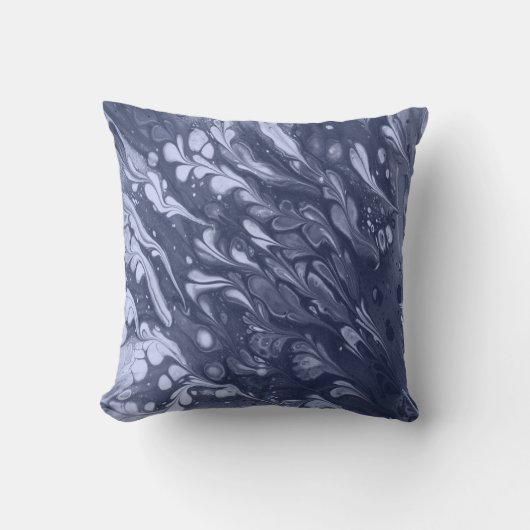 青い葉模様 クッション (正面)