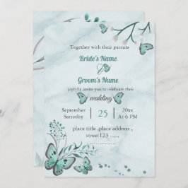 青い葉蝶フローラ結婚ズ 招待状