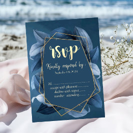 青い葉金ゴールドフレーム 招待状