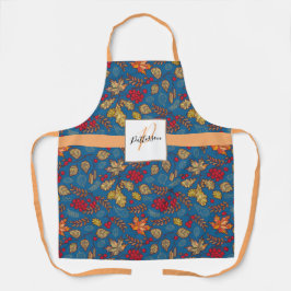 青い葉（ファミリ名付き） エプロン