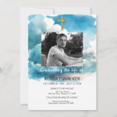 青い葬儀の招祝待は人生の中 招待状 (正面)