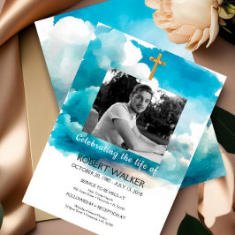 青い葬儀の招祝待は人生の中 招待状