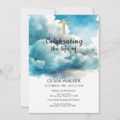 青い葬儀祝の招待状 招待状 (正面)