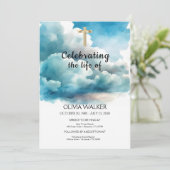 青い葬儀祝の招待状 招待状 (スタンド正面)