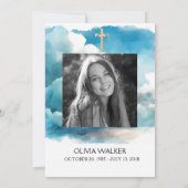 青い葬儀祝の招待状 招待状 (裏面)