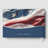 青い葬儀記念アメリカ国旗の写真 ゲストブック (裏面)