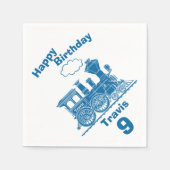 青い蒸気列車の少年たち 9歳の誕生日用のナプキン スタンダードカクテルナプキン (正面)