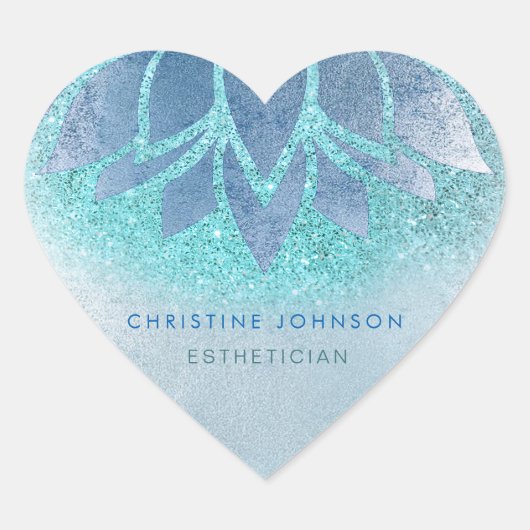 青い蓮のロゴ ハートシール (正面)