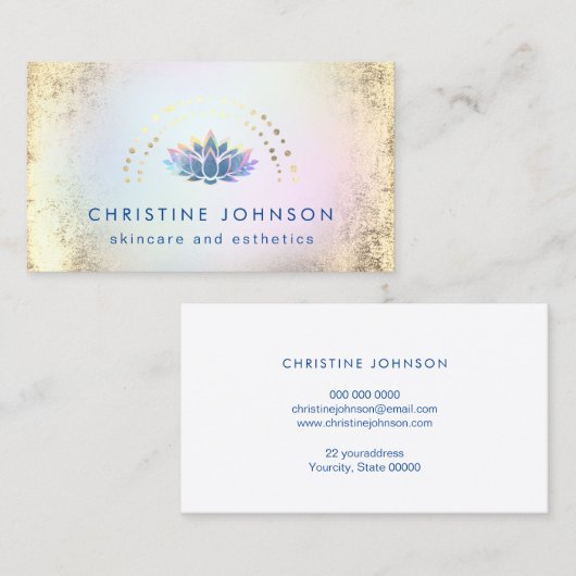 青い蓮のロゴ 名刺 (正面/裏面)