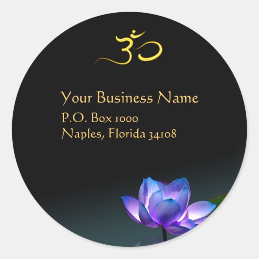 青い蓮の花のステッカー ラウンドシール (正面)