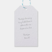 青い薄い繊細な弓 ギフトタグ (裏面)