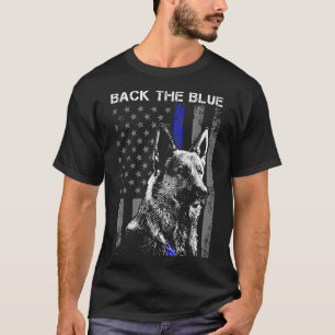 青い薄い青い線のフラグK 9ドイツ語Sheph Tシャツ
