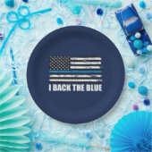 青い薄い青い線の背面USAフラグMAGA WWG1WA ペーパープレート (パーティー)