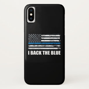 青い薄い青い線の背面USAフラグMAGA WWG1WA iPhone X ケース