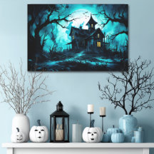 青い薄暮のハロウィンハウス