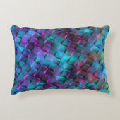 青い薄紫をピンクまたは三角形に染めた3D正方形 アクセントクッション (正面)