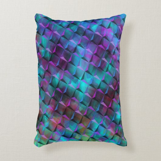 青い薄紫をピンクまたは三角形に染めた3D正方形 アクセントクッション (正面(垂直))