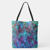 青い薄紫をピンクまたは三角形に染めた3D正方形 トートバッグ (裏面)